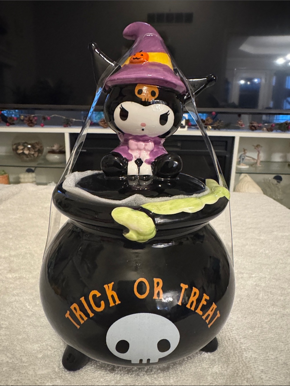 Sanrio Kuromi Halloween Cauldron Figurine - Black, Purple, Orange, Green, White